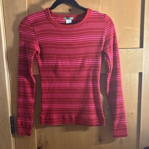 J. Crew Vibrant Red and Pink Knit Top